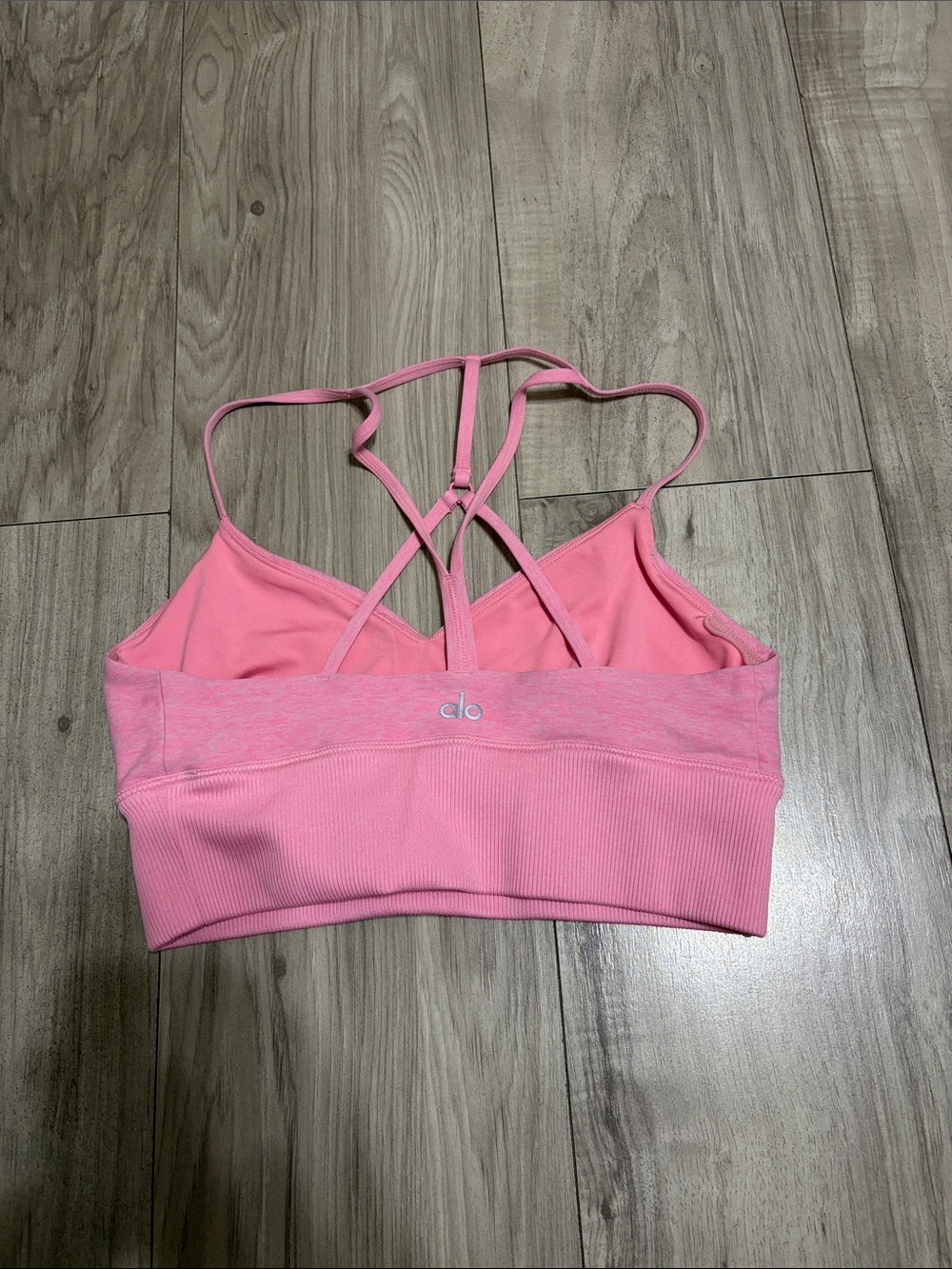ALO Yoga Pink Strappy Cross-Back Sports Bra - Picture 3 of 4
